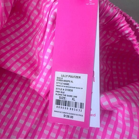 Lilly Pulitzer Frankee Off-The-Shoulder Top - XL - NWT - Pink Isle - Picture 8 of 10